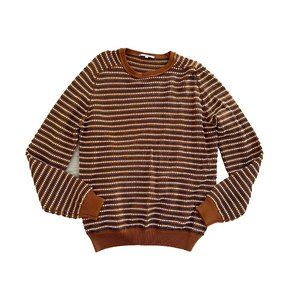 Carven Knitwear Sweater Micro Motif Stripe Brown Multi ( XL )